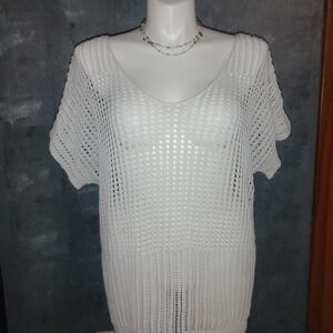 White Crochet Knit Swim Cover Up (Soft)